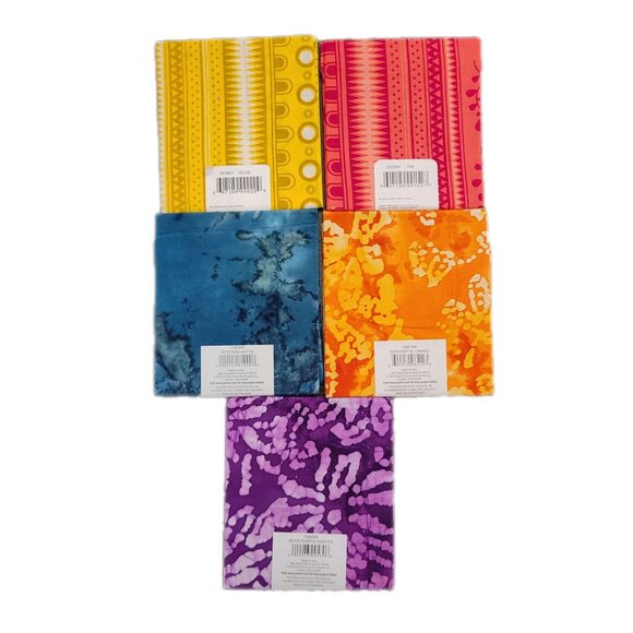 Cotton Fabric Quarters Lot of Five 18" X 21" Batik & Bandana NWT Quilting Sewing - Picture 7 of 7